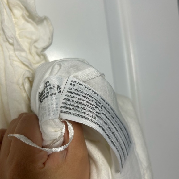 Abercrombie & Fitch White Ruffled Linen Blend Peplum Blouse size extra large - Picture 10 of 11